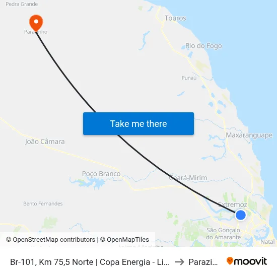 Br-101, Km 75,5 Norte | Copa Energia - Liquigás to Parazinho map