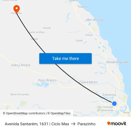 Avenida Santarém, 1631 | Ciclo Max to Parazinho map