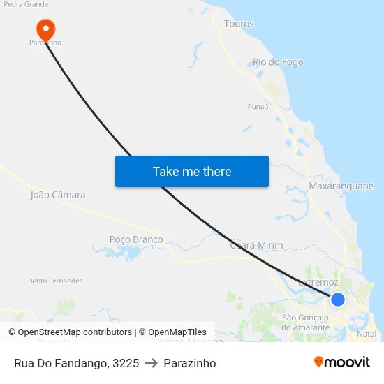 Rua Do Fandango, 3225 to Parazinho map