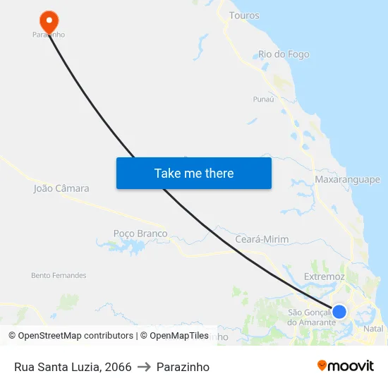 Rua Santa Luzia, 2066 to Parazinho map