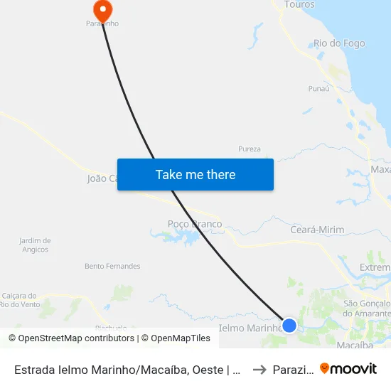 Estrada Ielmo Marinho/Macaíba, Oeste | Chã Do Moreno to Parazinho map