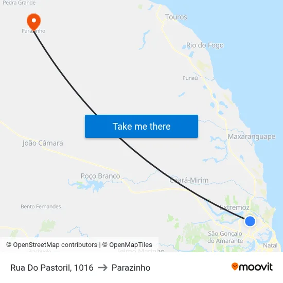 Rua Do Pastoril, 1016 to Parazinho map
