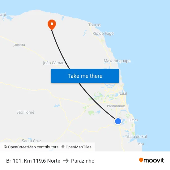 Br-101, Km 119,6 Norte to Parazinho map