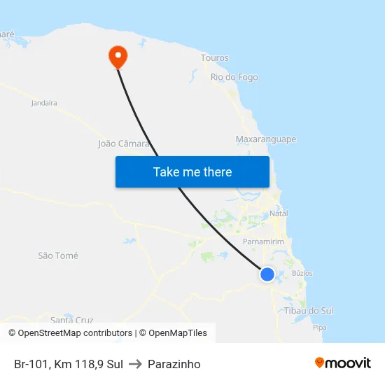 Br-101, Km 118,9 Sul to Parazinho map