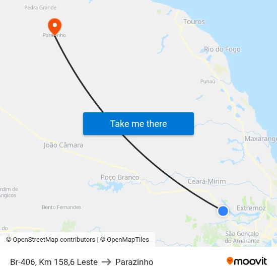 Br-406, Km 158,6 Leste to Parazinho map