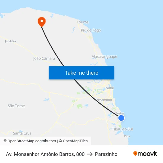 Av. Monsenhor Antônio Barros, 800 to Parazinho map