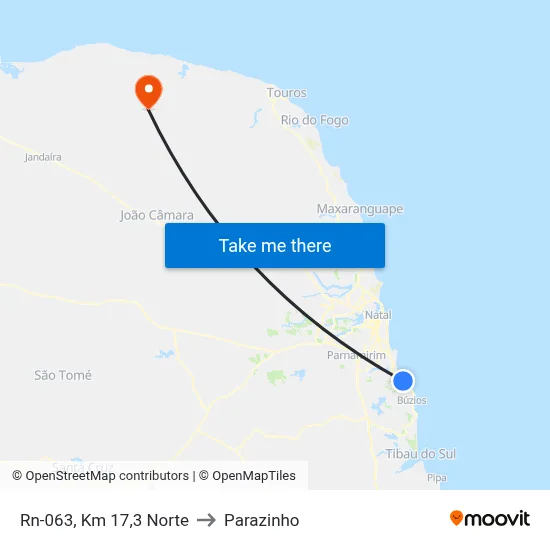 Rn-063, Km 17,3 Norte to Parazinho map