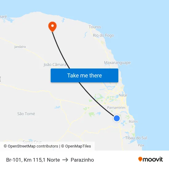 Br-101, Km 115,1 Norte to Parazinho map