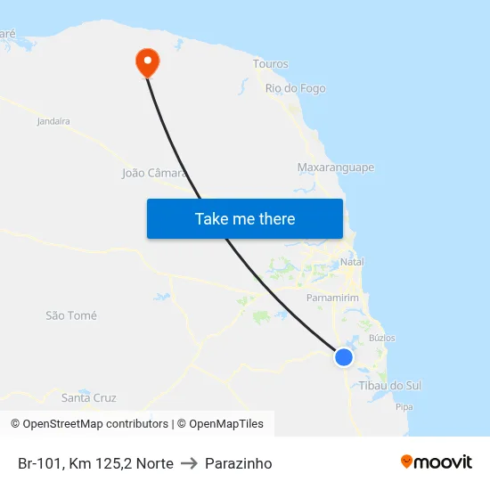 Br-101, Km 125,2 Norte to Parazinho map