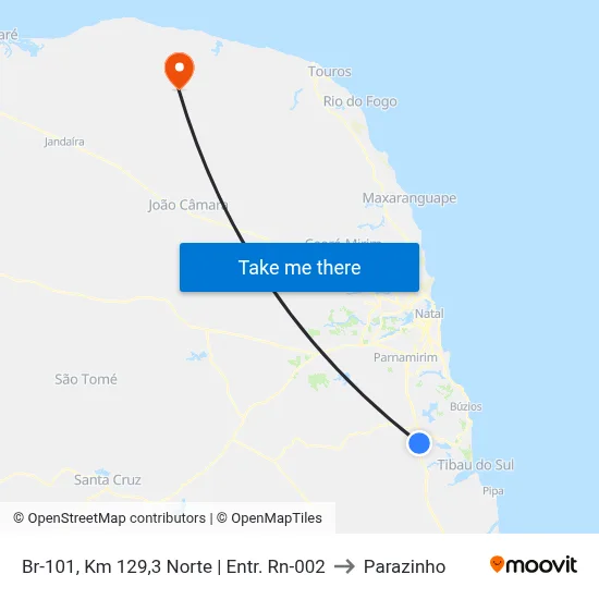 Br-101, Km 129,3 Norte | Entr. Rn-002 to Parazinho map