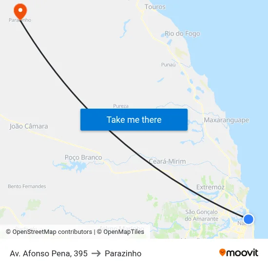 Av. Afonso Pena, 395 to Parazinho map