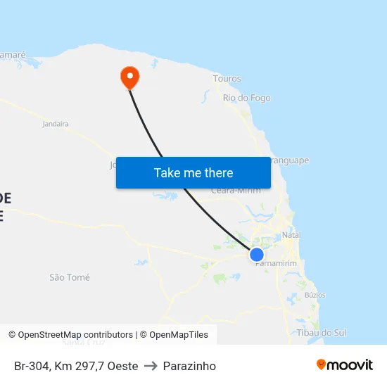 Br-304, Km 297,7 Oeste to Parazinho map