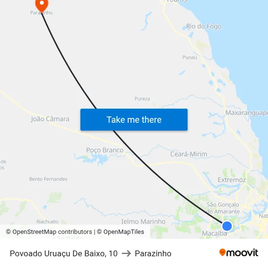 Povoado Uruaçu De Baixo, 10 to Parazinho map