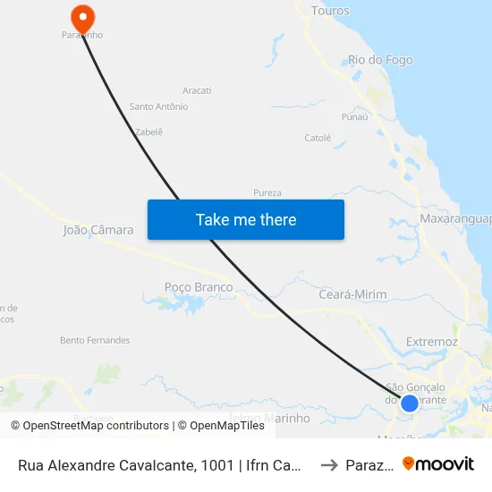 Rua Alexandre Cavalcante, 1001 | Ifrn Campus São Gonçalo to Parazinho map