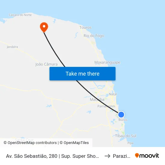 Av. São Sebastião, 280 | Sup. Super Show Pirangi to Parazinho map