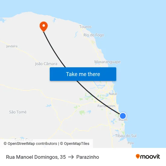 Rua Manoel Domingos, 35 to Parazinho map