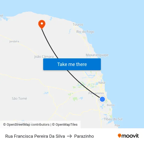 Rua Francisca Pereira Da Silva to Parazinho map