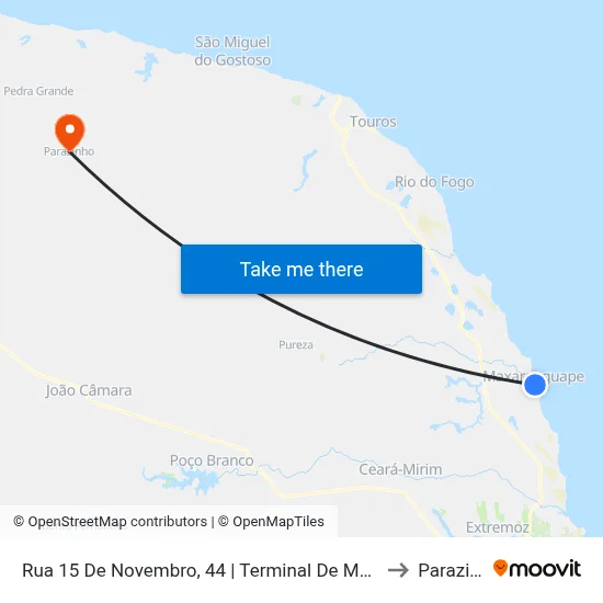 Rua 15 De Novembro, 44 | Terminal De Maxaranguape to Parazinho map