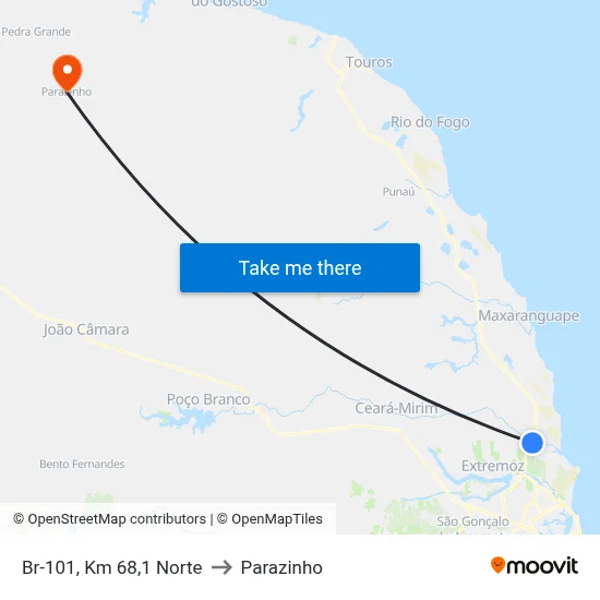 Br-101, Km 68,1 Norte to Parazinho map
