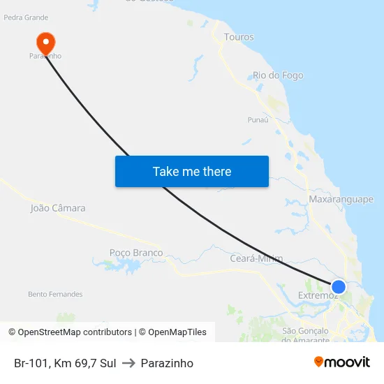 Br-101, Km 69,7 Sul to Parazinho map
