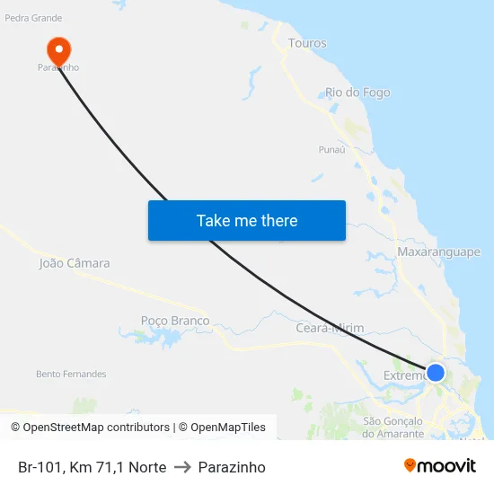 Br-101, Km 71,1 Norte to Parazinho map