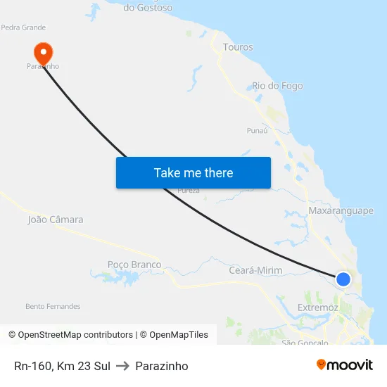 Rn-160, Km 23 Sul to Parazinho map
