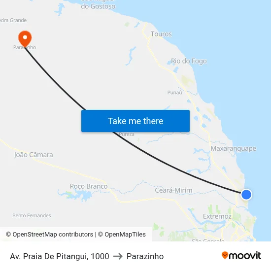 Av. Praia De Pitangui, 1000 to Parazinho map