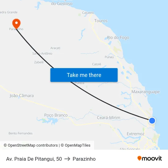 Av. Praia De Pitangui, 50 to Parazinho map