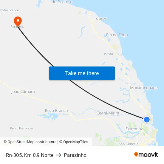 Rn-305, Km 0,9 Norte to Parazinho map
