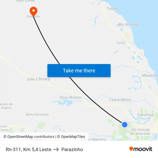 Rn-311, Km 5,4 Leste to Parazinho map
