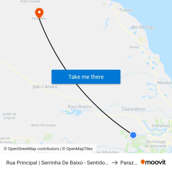 Rua Principal | Serrinha De Baixo - Sentido Canto De Moça to Parazinho map