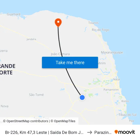 Br-226, Km 47,3 Leste | Saída De Bom Jesus to Parazinho map