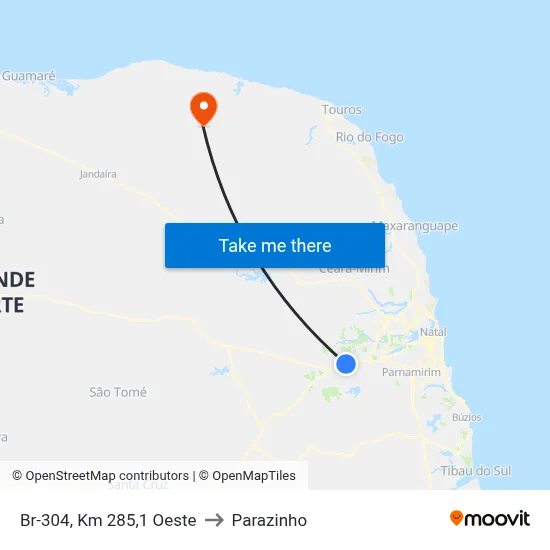 Br-304, Km 285,1 Oeste to Parazinho map