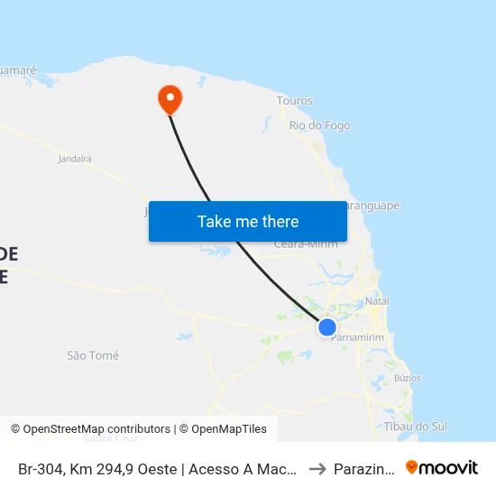 Br-304, Km 294,9 Oeste | Acesso A Macaíba to Parazinho map