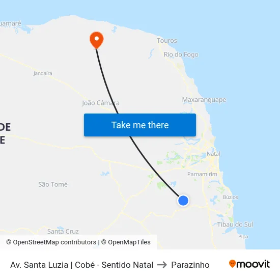 Av. Santa Luzia | Cobé - Sentido Natal to Parazinho map