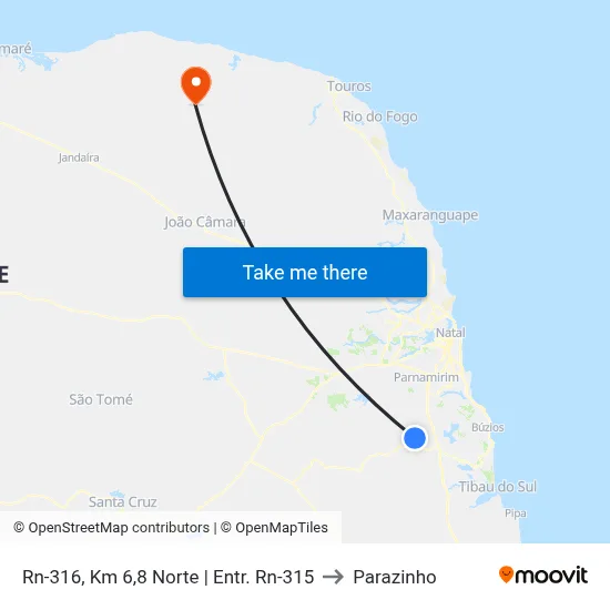 Rn-316, Km 6,8 Norte | Entr. Rn-315 to Parazinho map