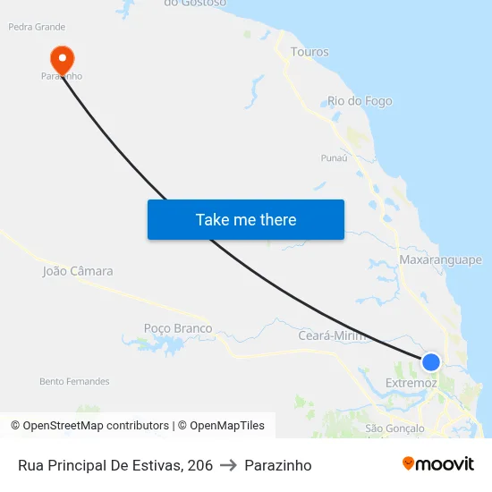 Rua Principal De Estivas, 206 to Parazinho map