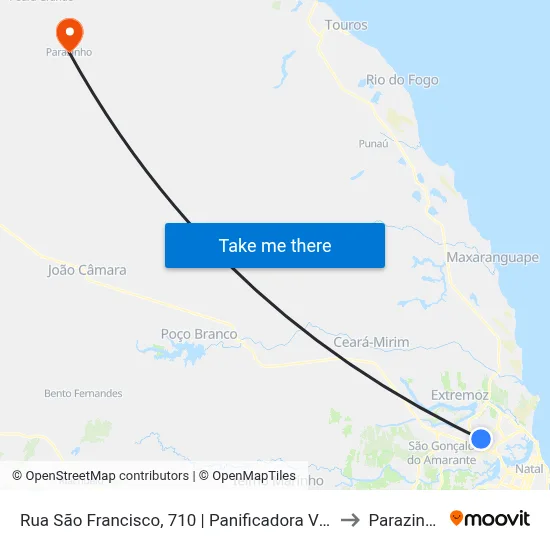 Rua São Francisco, 710 | Panificadora Vida to Parazinho map