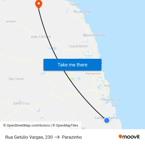 Rua Getúlio Vargas, 230 to Parazinho map