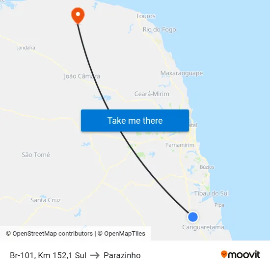 Br-101, Km 152,1 Sul to Parazinho map