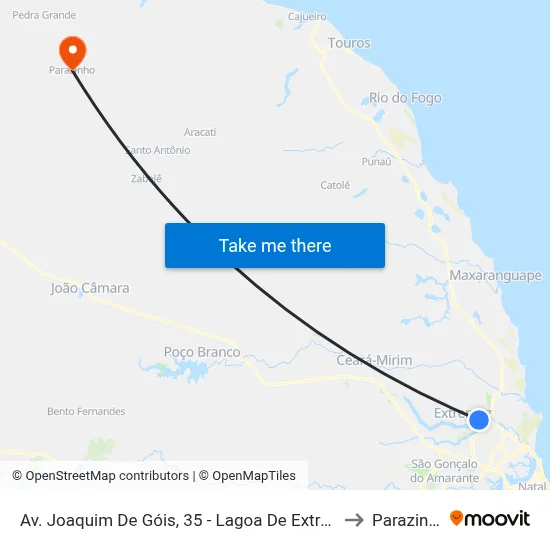 Av. Joaquim De Góis, 35 - Lagoa De Extremoz to Parazinho map