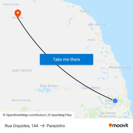 Rua Orquídea, 144 to Parazinho map