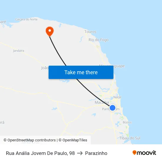 Rua Anália Jovem De Paulo, 98 to Parazinho map