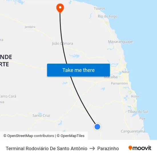 Terminal Rodoviário De Santo Antônio to Parazinho map