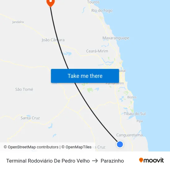 Terminal Rodoviário De Pedro Velho to Parazinho map