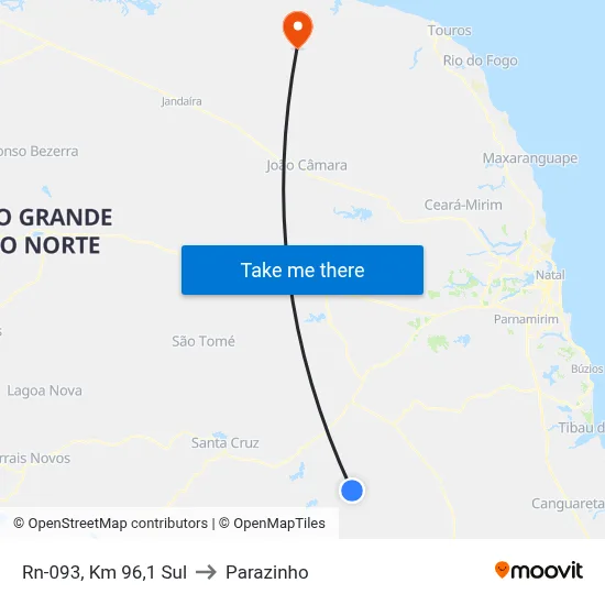 Rn-093, Km 96,1 Sul to Parazinho map