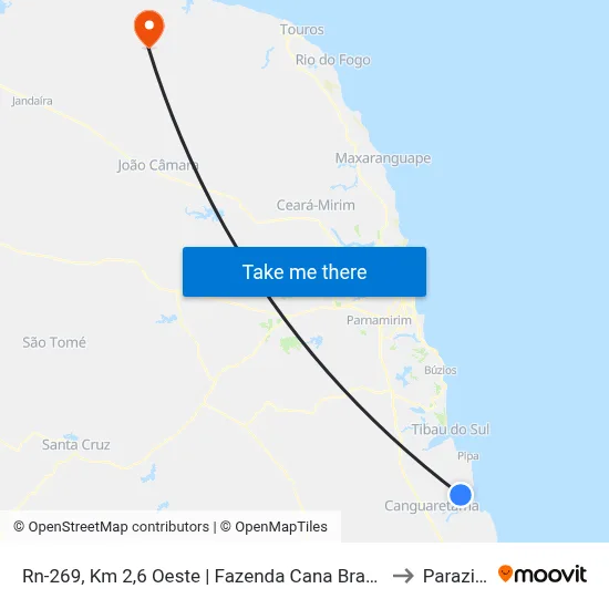 Rn-269, Km 2,6 Oeste | Fazenda Cana Brava - Camanor to Parazinho map