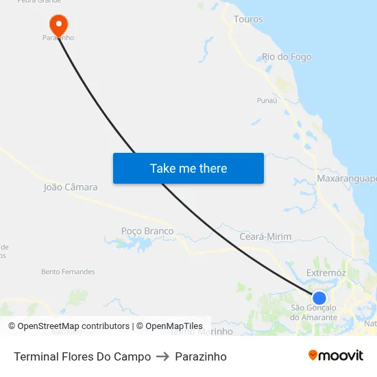 Terminal Flores Do Campo to Parazinho map