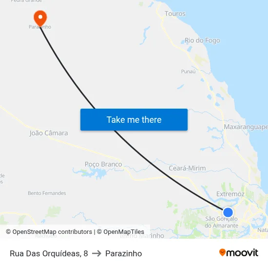 Rua Das Orquídeas, 8 to Parazinho map