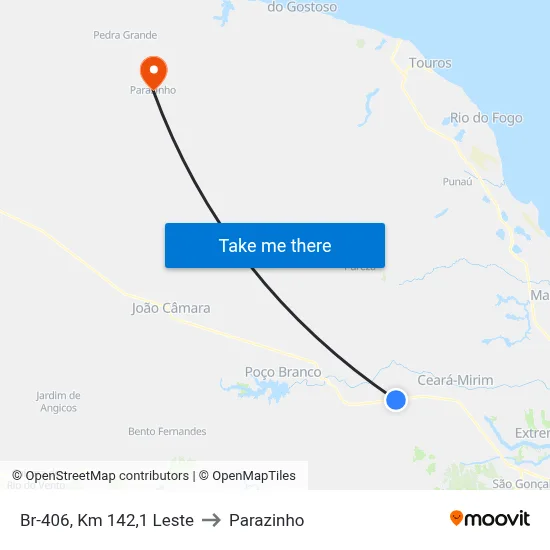 Br-406, Km 142,1 Leste to Parazinho map